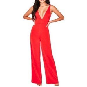 House of CB London NWOT Leilah Red Wide Leg Jumpsuit Sleeveless Small REVOLVE